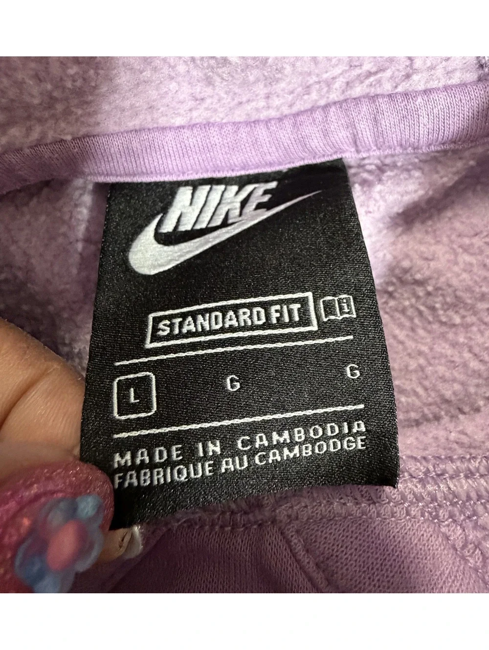 HOODIE Nike Lavender Hoodie with Yellow Logo - Size kids Large